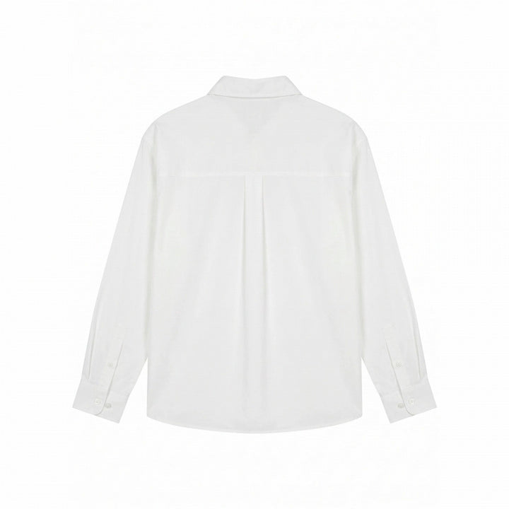 Unisex Embroidered Oversized Shirt made of Cotton Blend with Button Placket and Subtle Motif Embroidery Mune Fashion