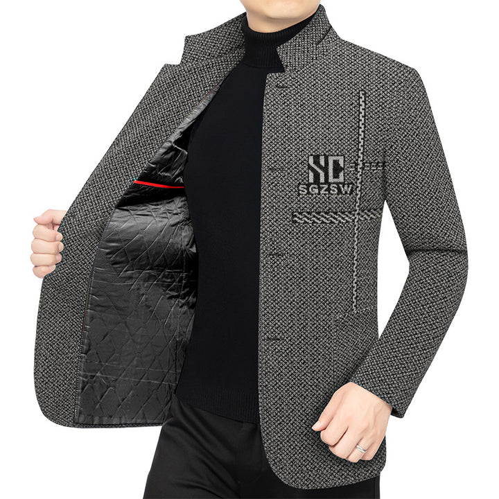 Men's Blazer-Cardigan with warming Teddy lining and Stand-up collar Mune Fashion