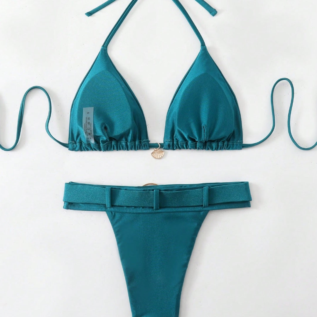 Women's High-Cut Bikini with Decorative Belt Mune Fashion