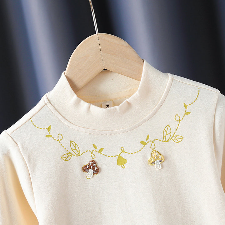 Girl Long Sleeve Shirt with Floral Appliqué Design Mune Fashion