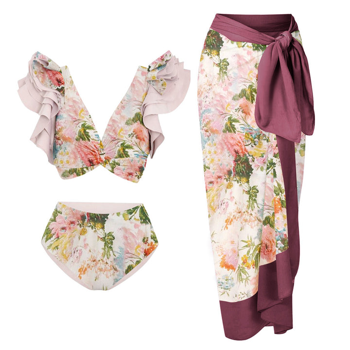 Women's swimsuit with floral design and stylish wrap pants Mune Fashion