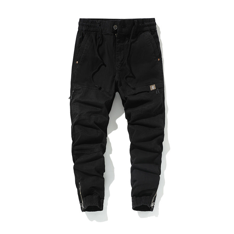 Men's Slim-Tapered Cargo Jogger made of Cotton Twill with Drawstring and Ankle Zipper Mune Fashion