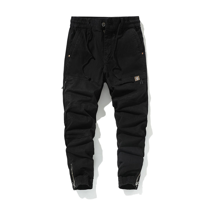 Men's Slim-Tapered Cargo Jogger made of Cotton Twill with Drawstring and Ankle Zipper Mune Fashion