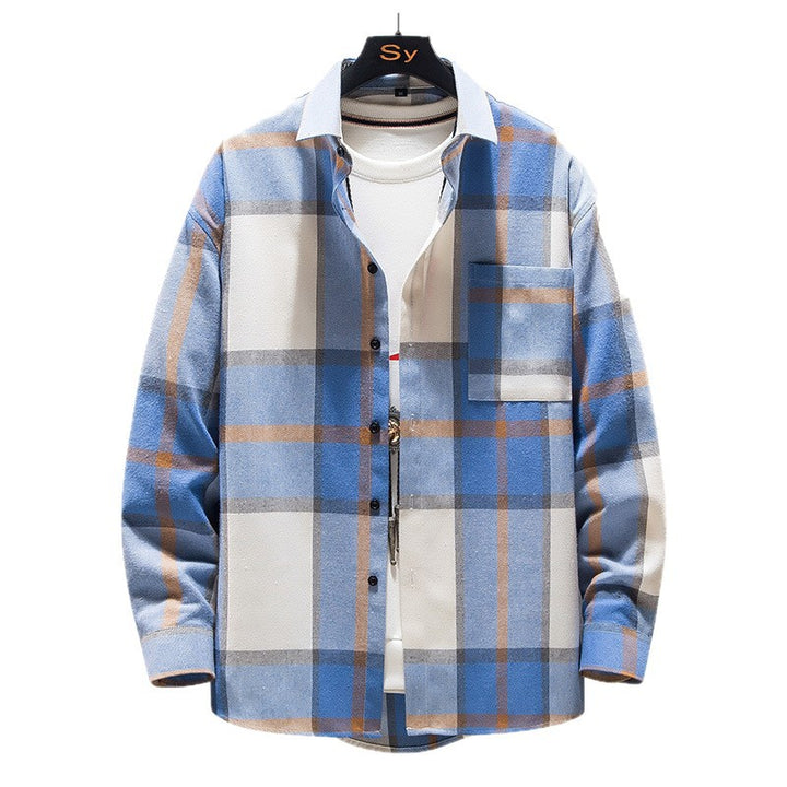 Men's checkered overshirt made of heavy flannel with chest pocket and casual cut Mune Fashion
