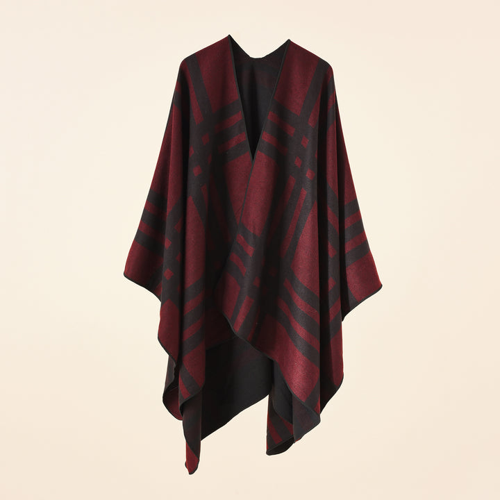 Women's knit poncho in paisley jacquard with open front Mune Fashion