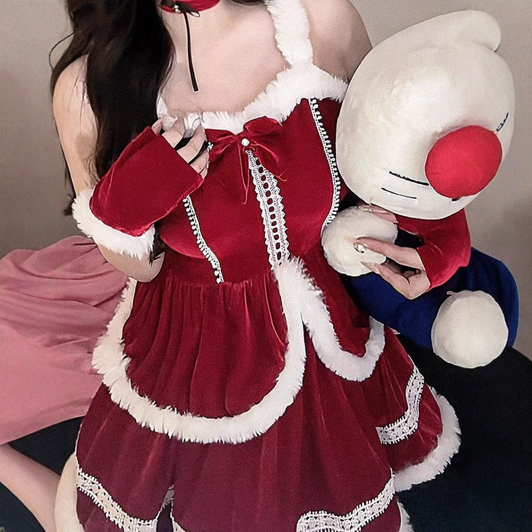 Women's Devil Costume with Hood and Ruffles Mune Fashion