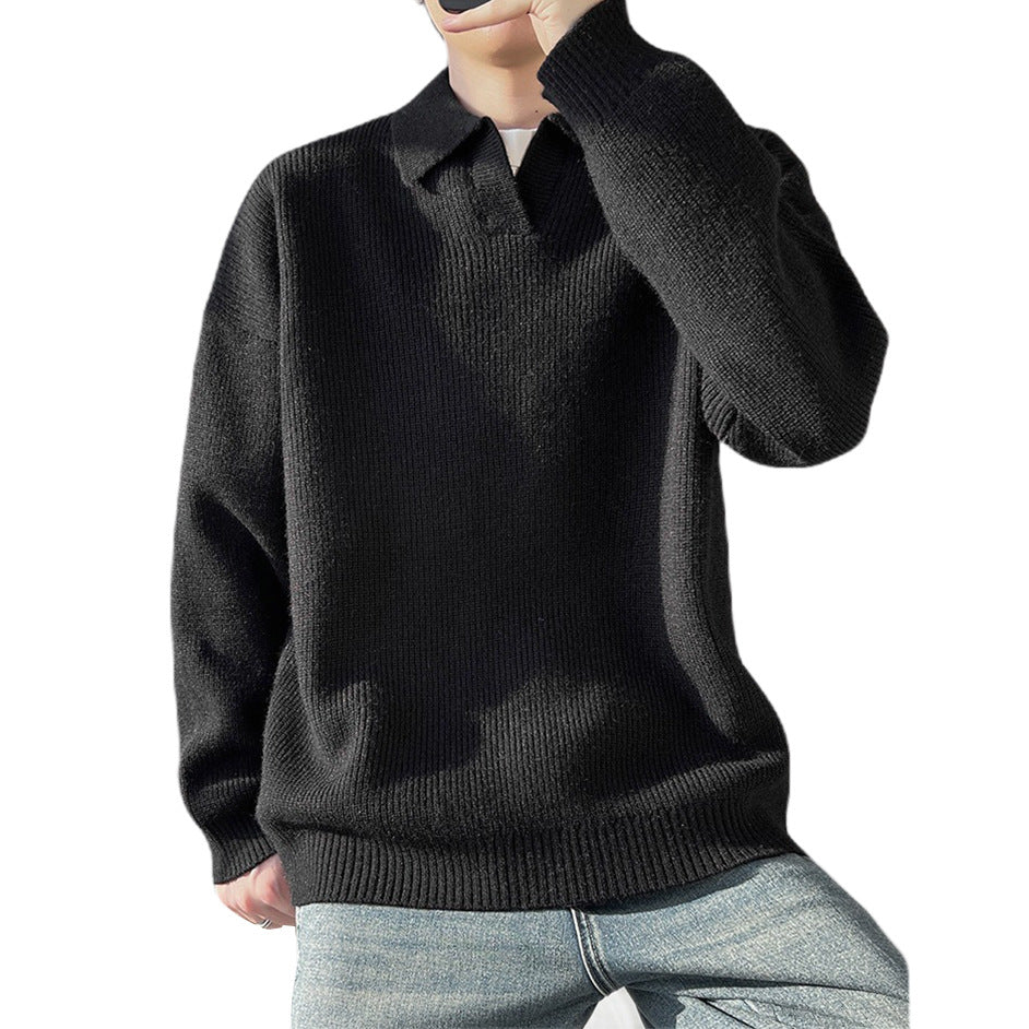 Men's Fashionable Chunky Knit Sweater with Collar Mune Fashion