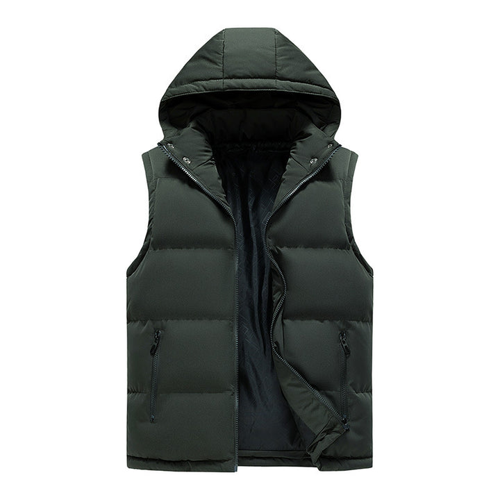 Men Padded Quilted Vest with Hoodie Mune Fashion