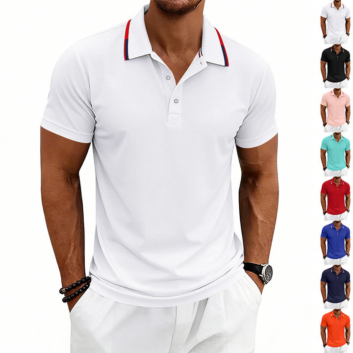 Men's tailored short-sleeve polo shirt with contrast collar made of breathable piqué Mune Fashion