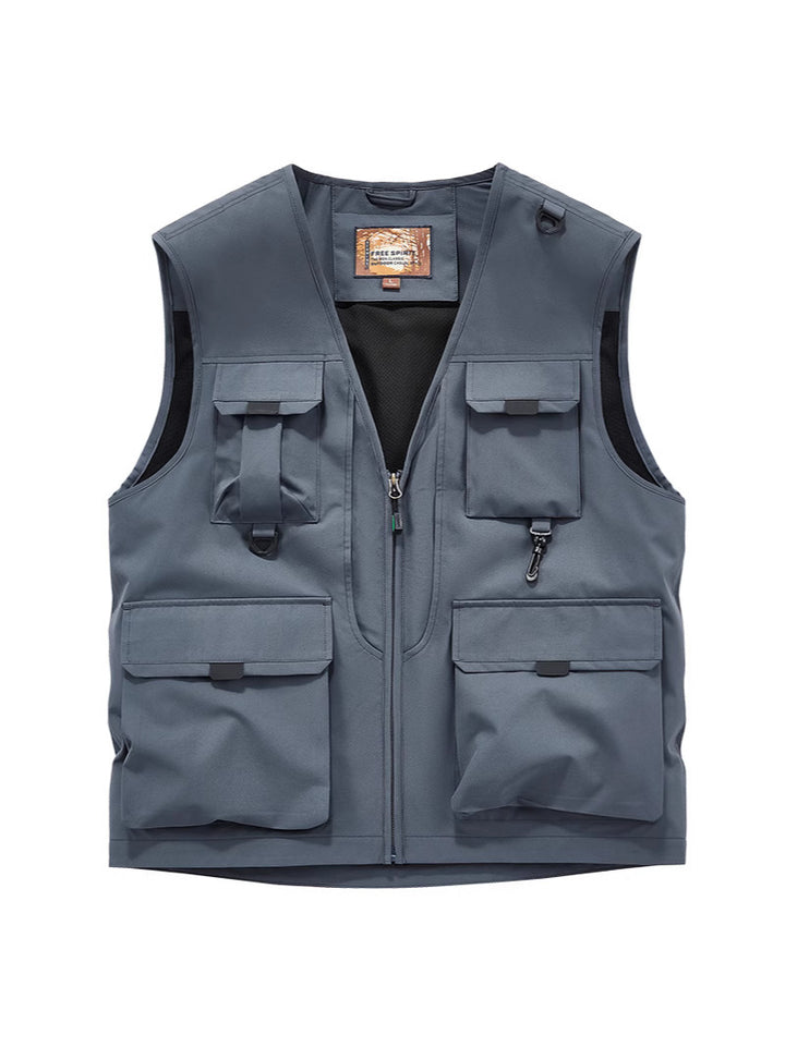 Men's Multifunctional Utility Vest with Multiple Pockets and Durable Zipper Mune Fashion