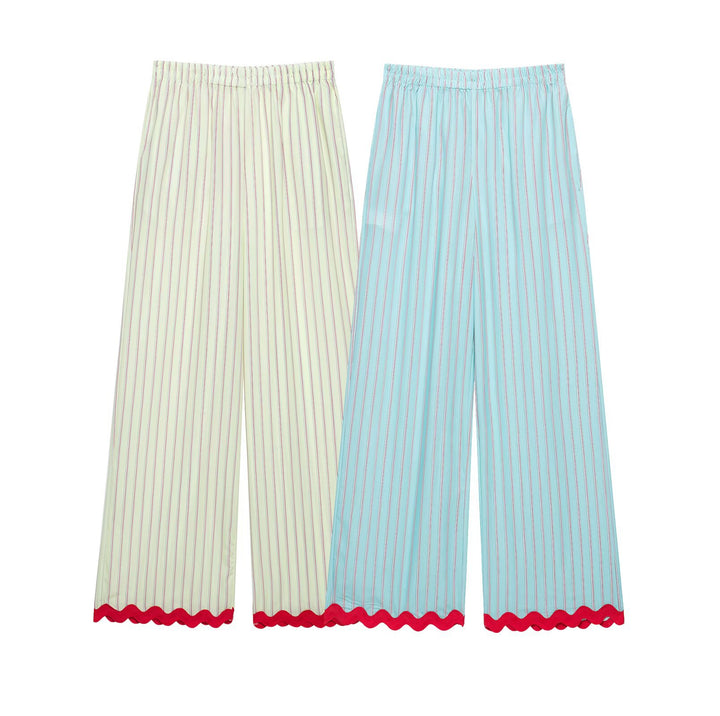 Women's wide pajama pants with elastic waistband and wavy hem Drune