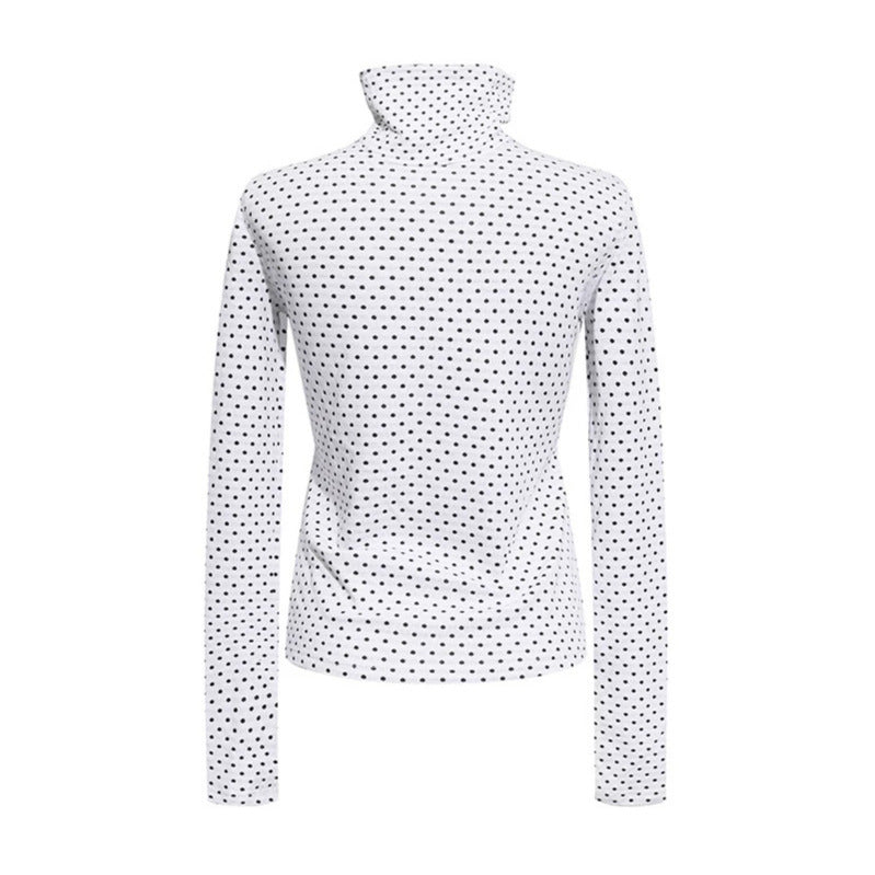 Women's roll-neck fine-knit shirt with polka dot pattern and elastic jersey Mune Fashion