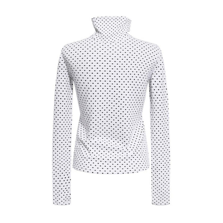 Women's roll-neck fine-knit shirt with polka dot pattern and elastic jersey Mune Fashion