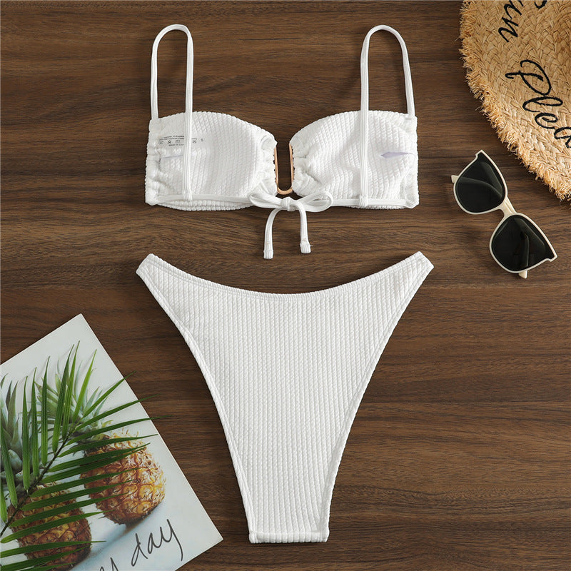Women's bikini set with gathered top and high-waisted bottoms Mune Fashion
