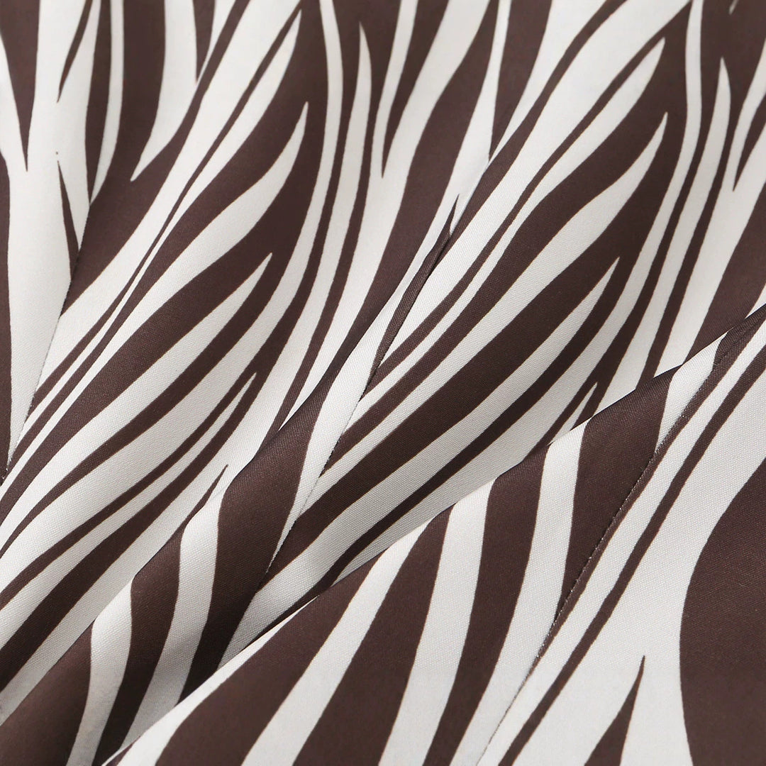 Women Tailored Zebra Print Blazer with Notched Lapel and Flap Pockets Mune Fashion