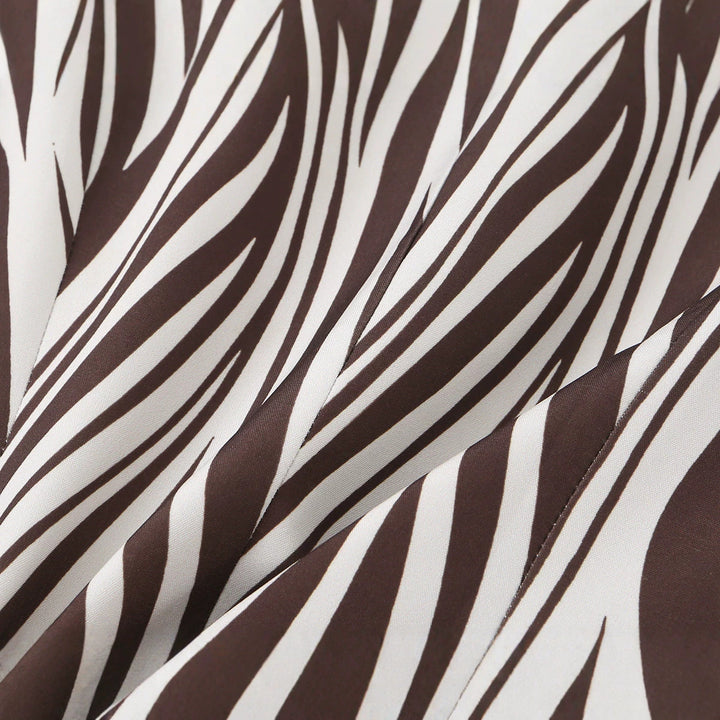 Women Tailored Zebra Print Blazer with Notched Lapel and Flap Pockets Mune Fashion