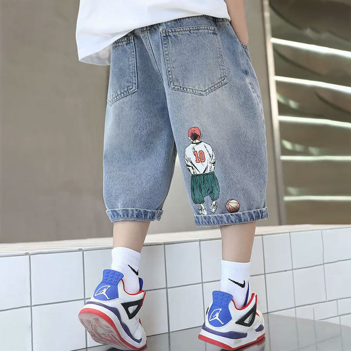Boys Basketball Shorts with Cool Comic Print Mune Fashion