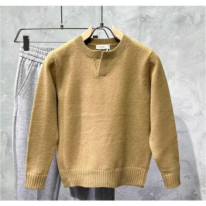 Ladies Cozy Knitted Sweater with Collar Mune Fashion