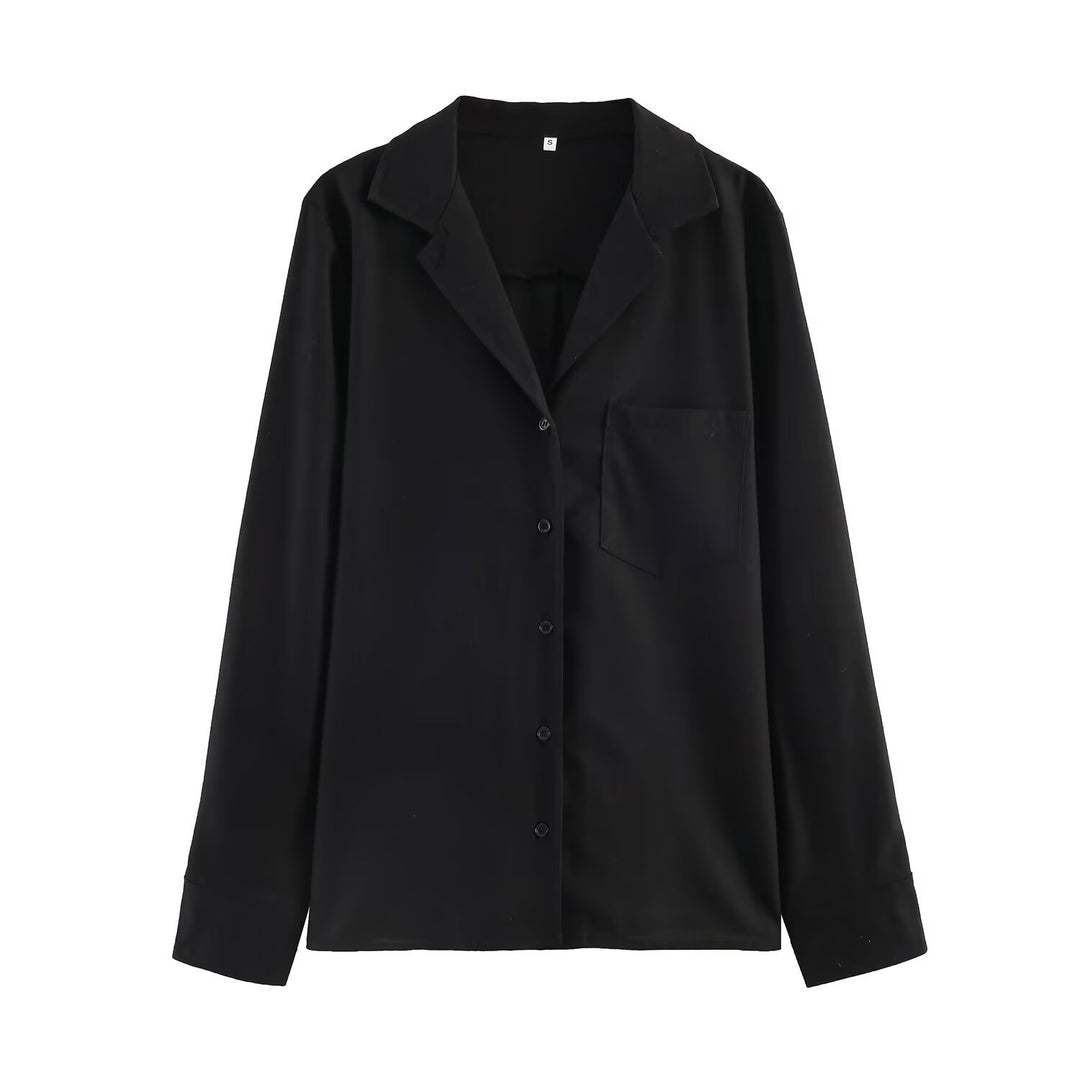 Women's Lightweight Linen Blouse with Shirt Collar, Chest Pocket and Loose Oversized Silhouette Mune Fashion