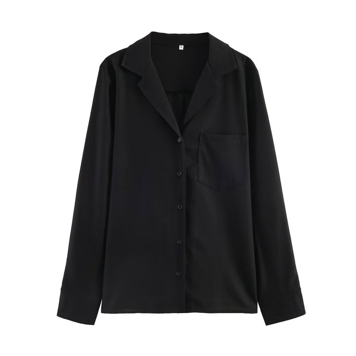 Women's Lightweight Linen Blouse with Shirt Collar, Chest Pocket and Loose Oversized Silhouette Mune Fashion