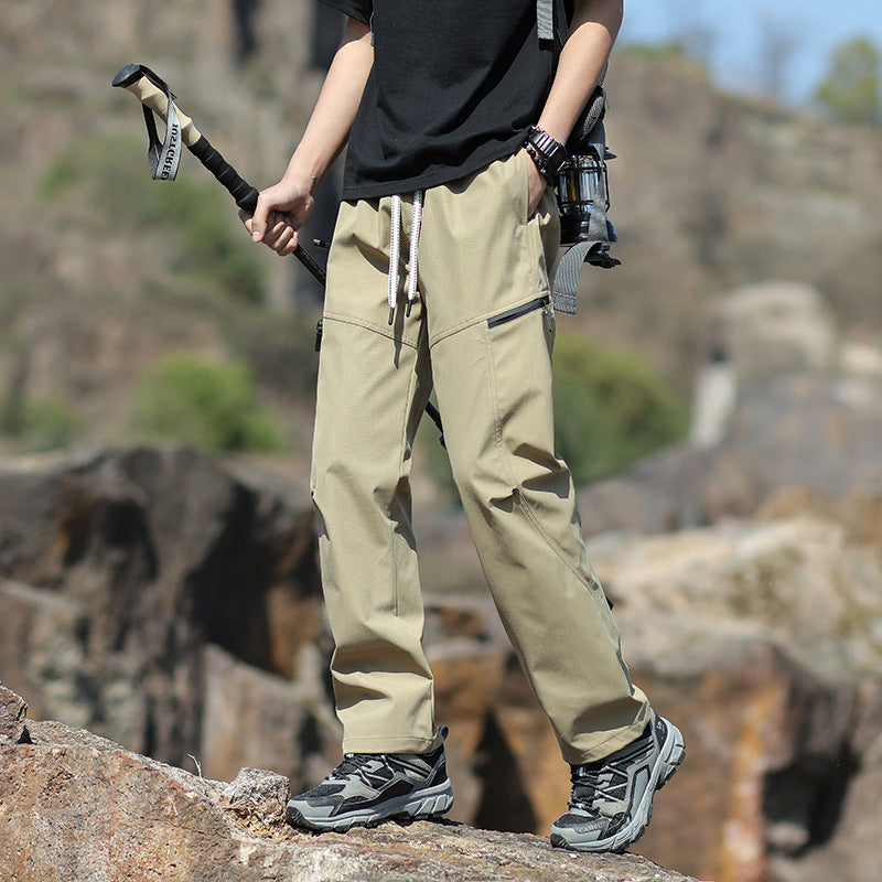 Men's Technical Trekking Pants with Zipper Pockets and Drawstring Waist Mune Fashion
