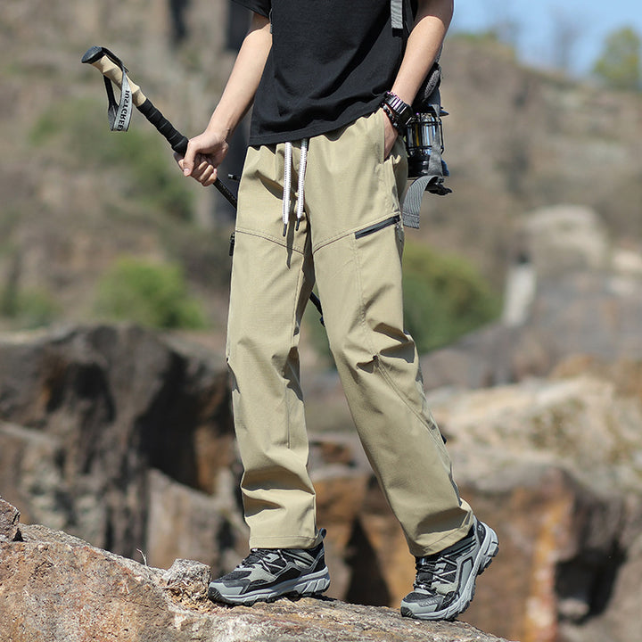 Men's Technical Trekking Pants with Zipper Pockets and Drawstring Waist Mune Fashion