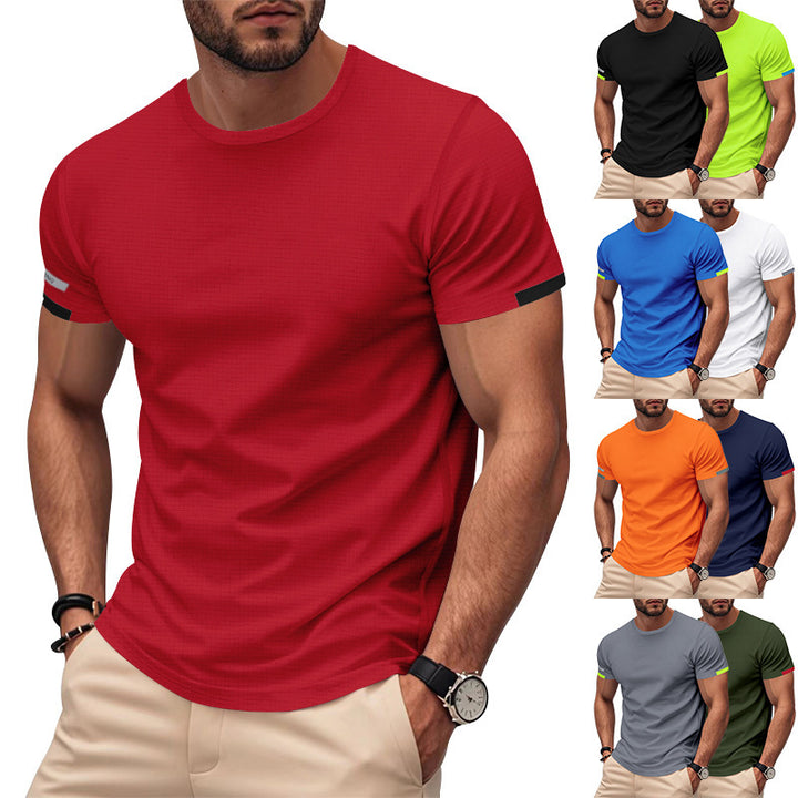 Men's nan athletic short-sleeve cotton jersey T-shirt with round neck and reflective sleeve details Mune Fashion