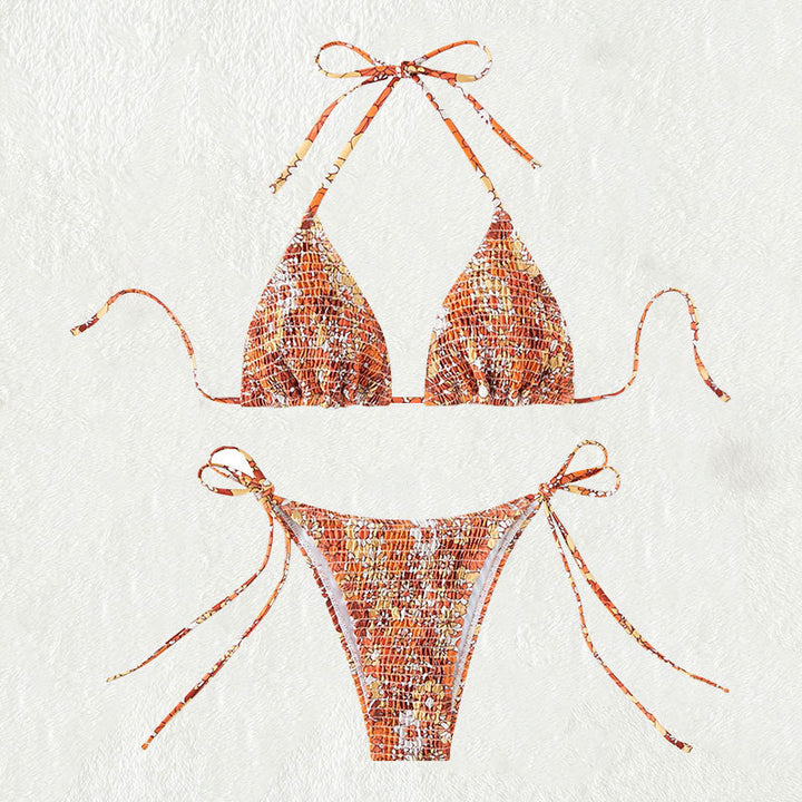 Women's Triangle Bikini with Playful Floral Pattern Mune Fashion