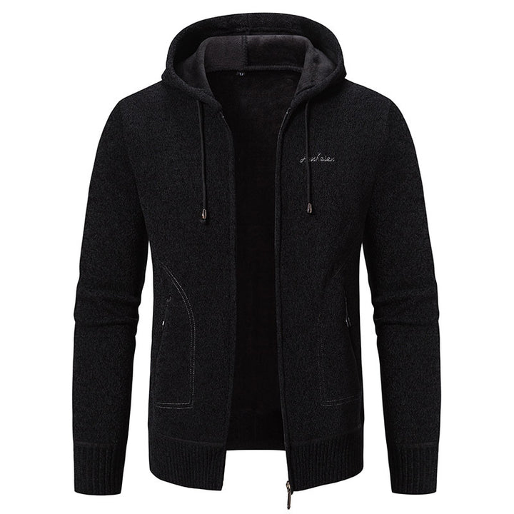 Men's knitted look zip jacket with teddy lining, hood, and concealed zip pockets Mune Fashion