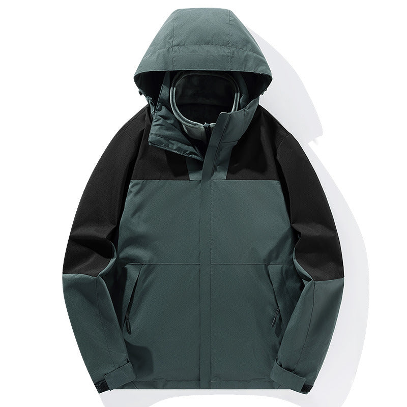 Men's two-layer softshell trekking jacket with fixed integrated hood and fleece-lined collar Mune Fashion