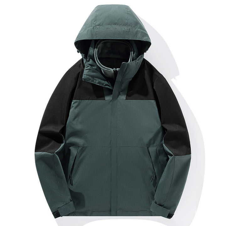 Men's two-layer softshell trekking jacket with fixed integrated hood and fleece-lined collar Mune Fashion