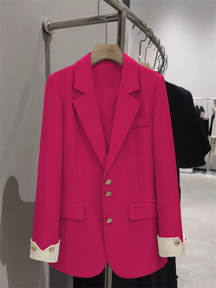 Women Elegant Blazer with Golden Button Details Mune Fashion