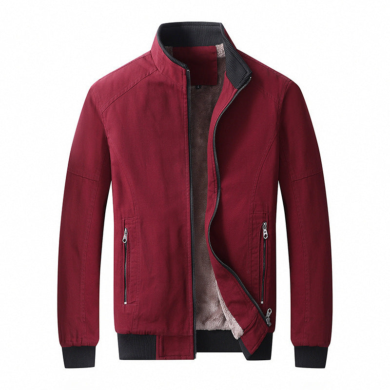 Men's padded canvas bomber jacket with teddy fleece lining and stand-up collar Mune Fashion