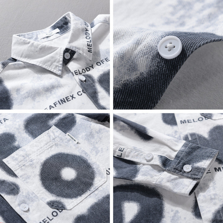 Men's Loose Cotton Shirt in Street Art Print with Patch Chest Pocket Mune Fashion
