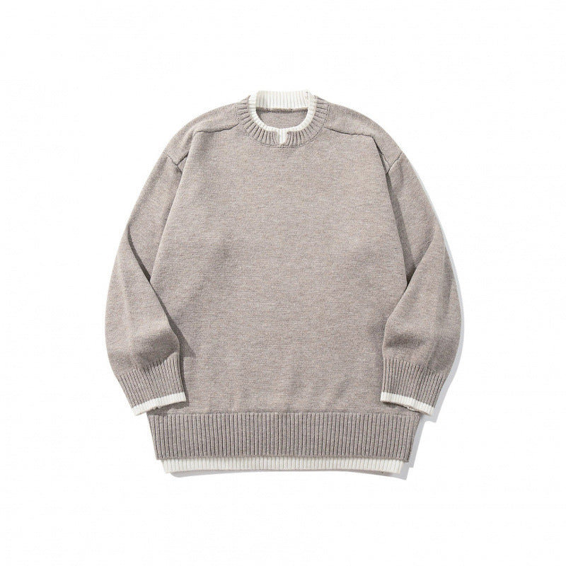 Unisex Relaxed-Fit Fine Knit Sweater with Contrast Cuffs and Extended Ribbed Hem Mune Fashion
