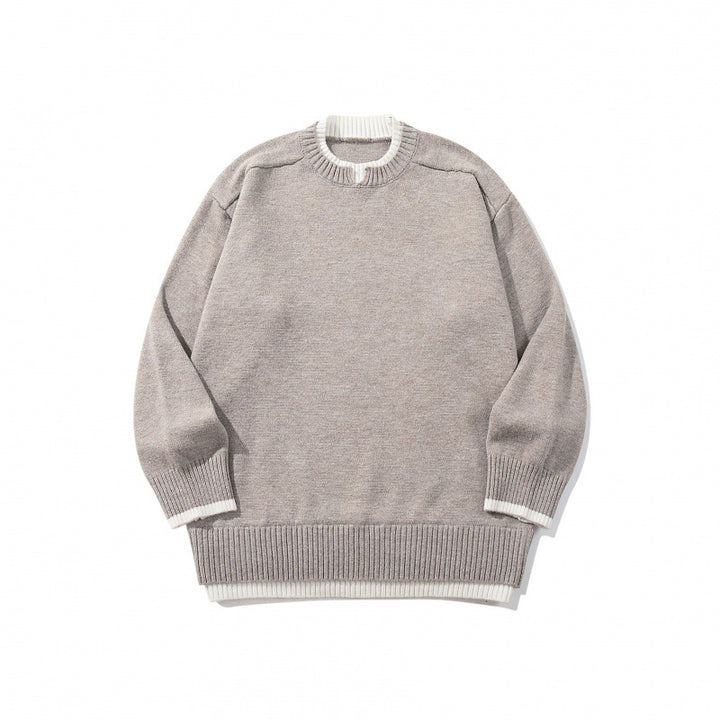Unisex Relaxed-Fit Fine Knit Sweater with Contrast Cuffs and Extended Ribbed Hem Mune Fashion