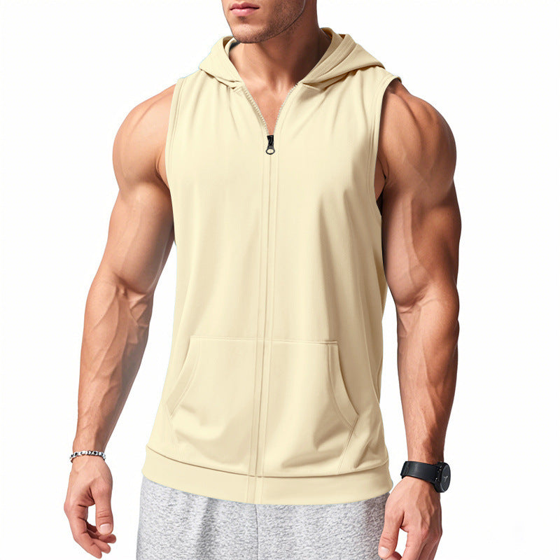 Men's functional fitness vest with hood, slim fit and kangaroo pocket Mune Fashion
