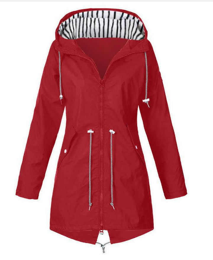 Women's tailored parka jacket with hood, drawstring waist and concealed zipper Mune Fashion