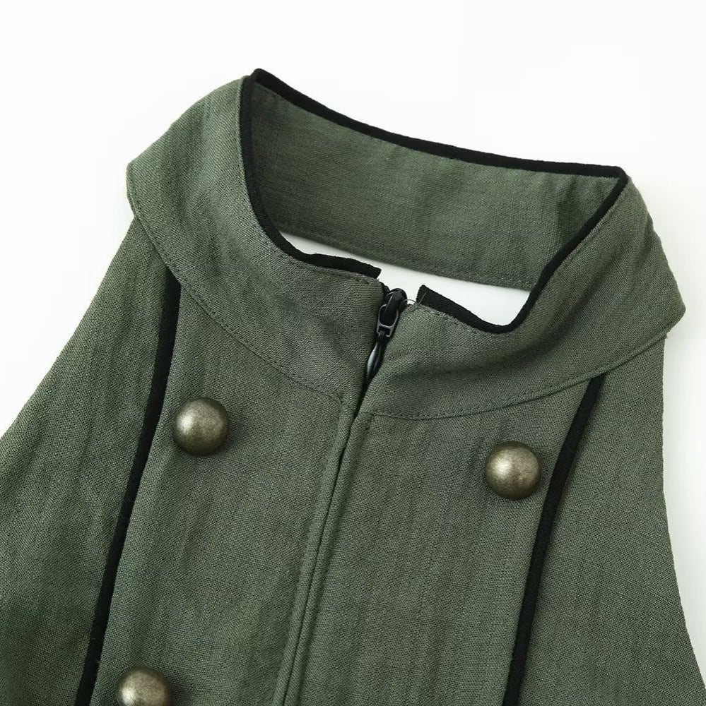 Women's Tailored Sleeveless Vest with Double-Breasted Button Placket and Stand-Up Collar Mune Fashion