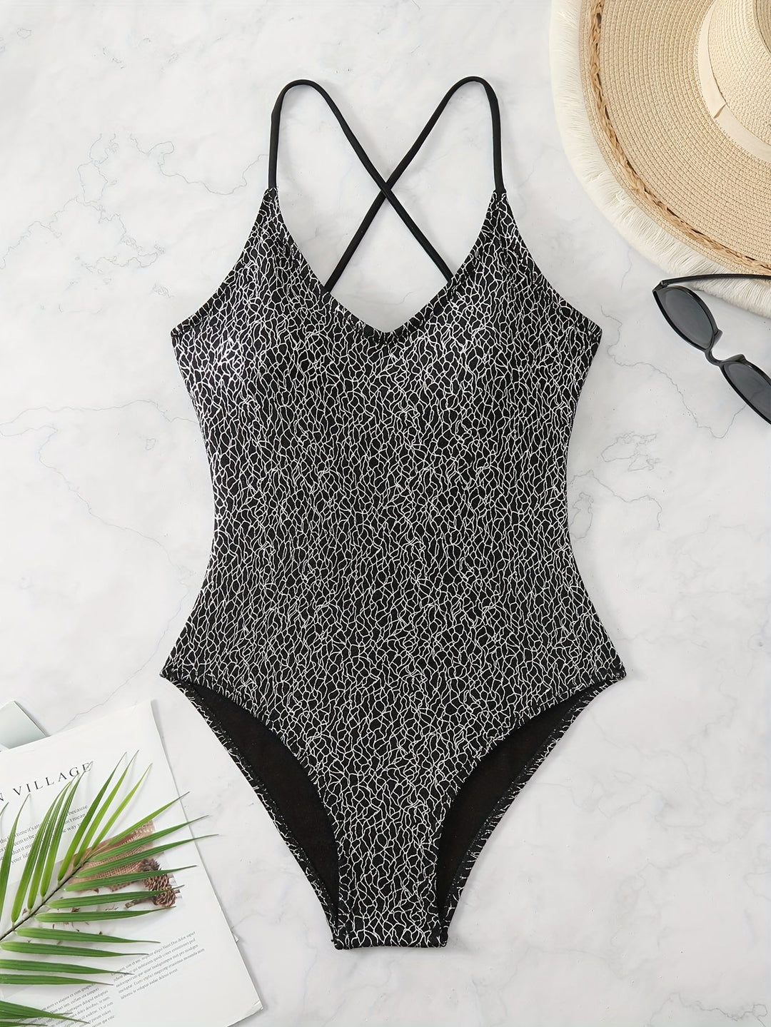 Women's One-Piece Swimsuit with Sophisticated Cross-Strap Design Mune Fashion