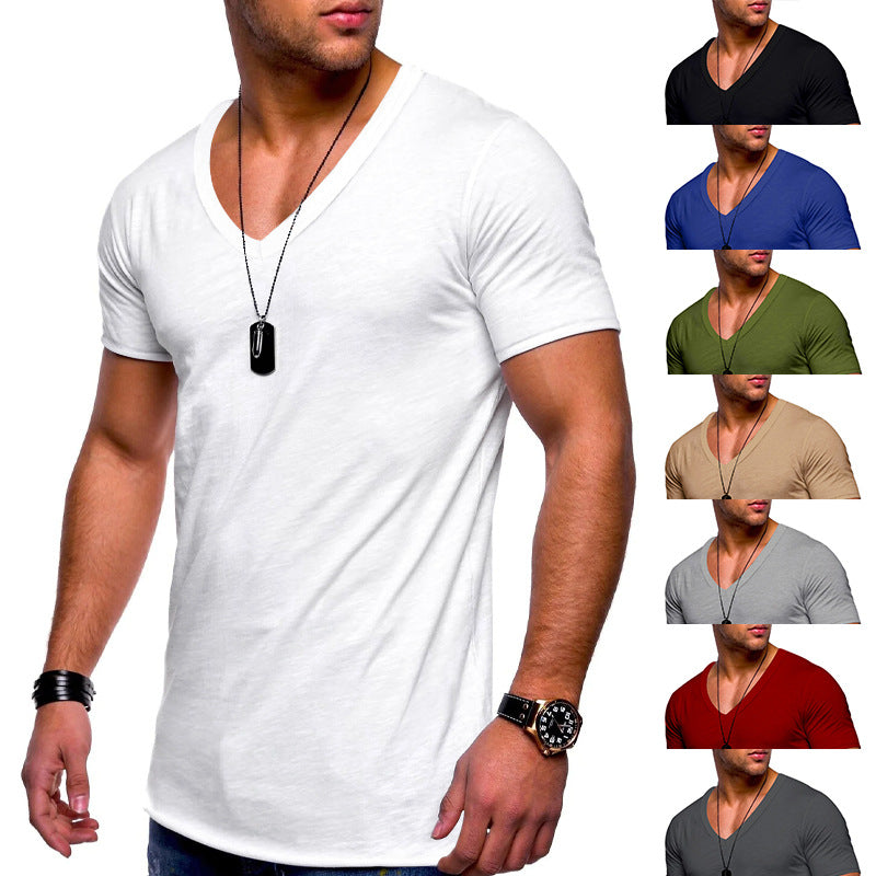 Men's V-neck T-shirt made of fine jersey with slim silhouette and flat seams Mune Fashion