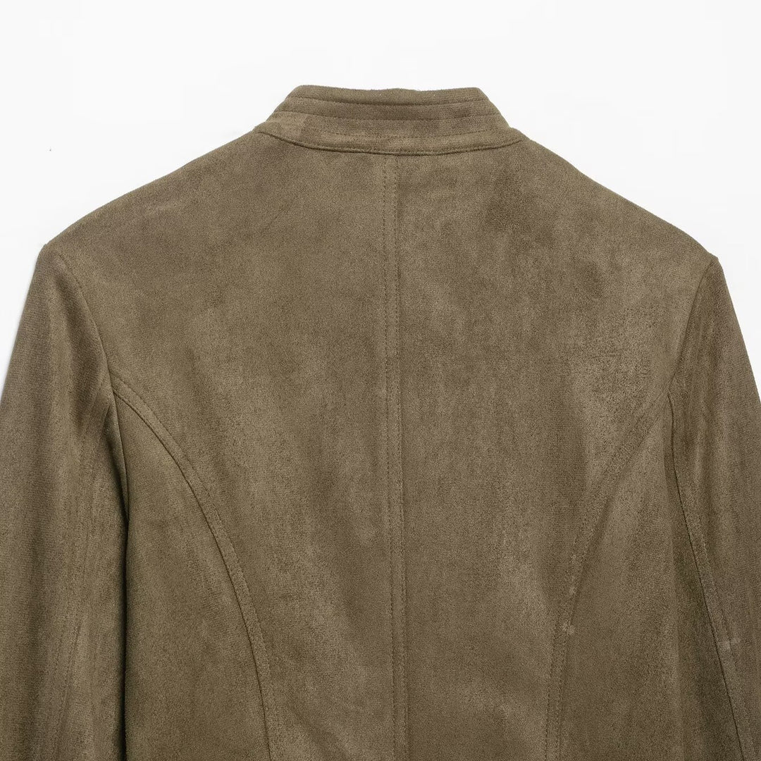 Women's Cropped Velvet Jacket with Military Decorative Cord and Tailored Cut Mune Fashion