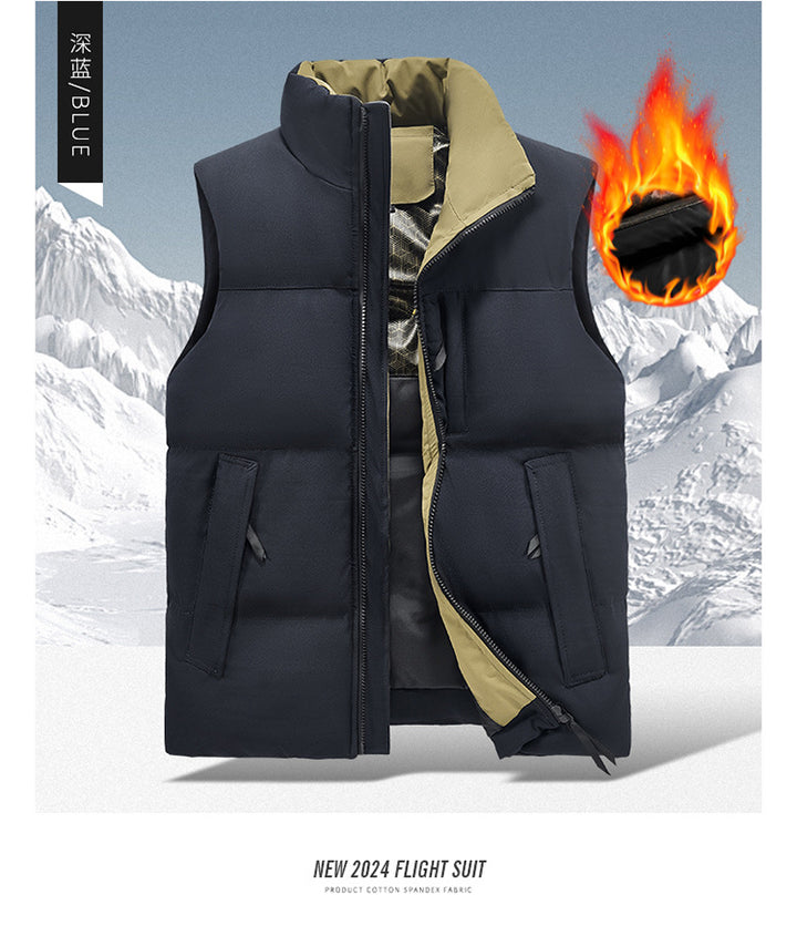 Men's quilted thermo padded vest with high stand-up collar, wind and water-repellent outer shell Mune Fashion