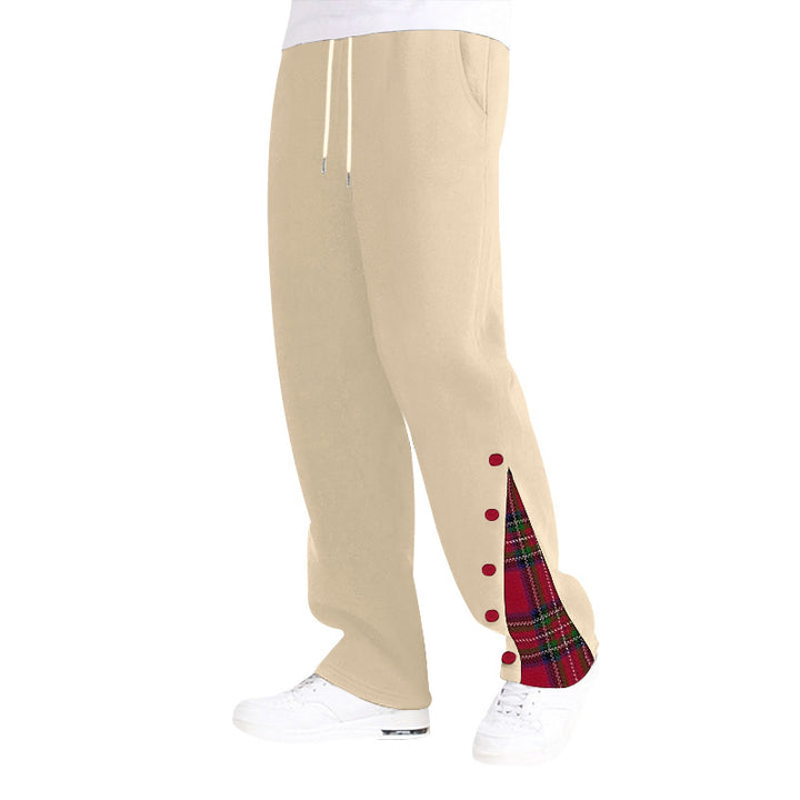 Unisex wide Relax joggers with side snap button placket and checkered insert Mune Fashion