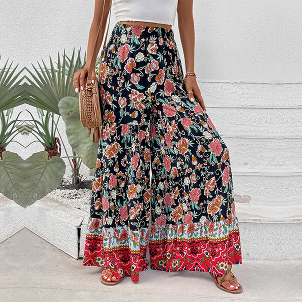 Women’s maxi skirt with tiers, elastic waistband, and floral boho print Mune Fashion