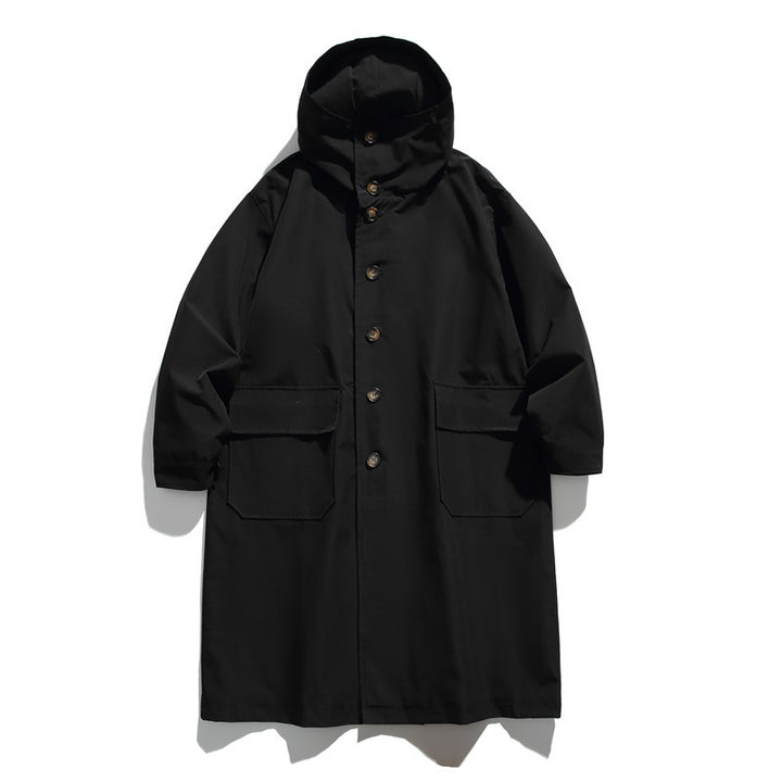 Unisex Longer waterproof oversized coat with hood and patch pockets Mune Fashion