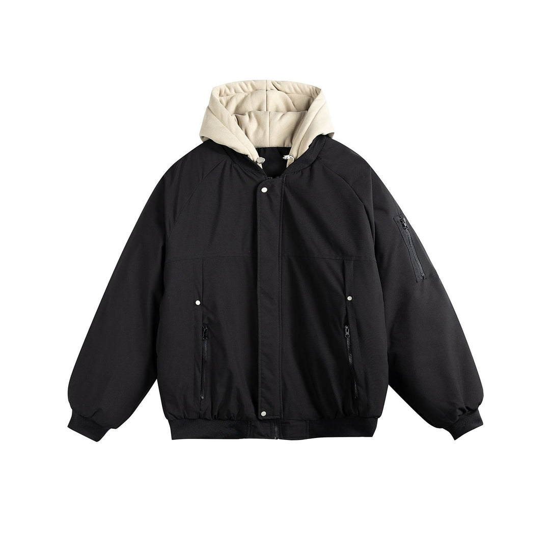 Men's Padded Oversize Bomber Jacket with Contrast Lined Hood and Sleeve Zipper Mune Fashion