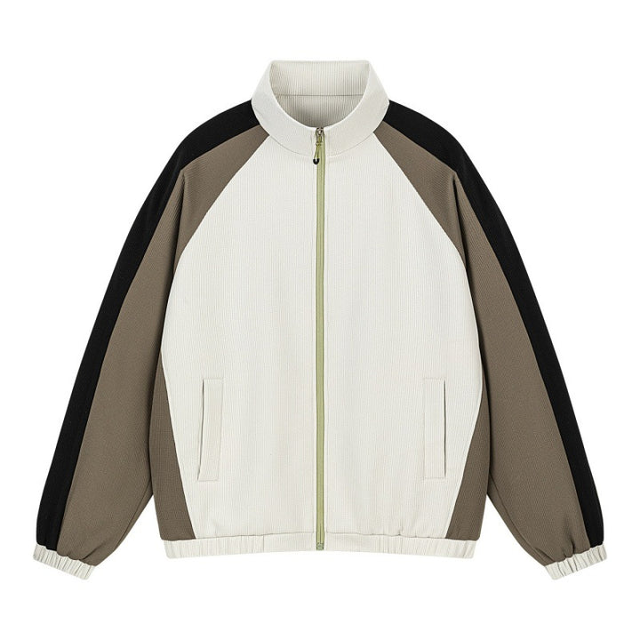 Men's Multicolored Track Jacket with Stand-Up Collar, Raglan Sleeves, and Full Zip Mune Fashion