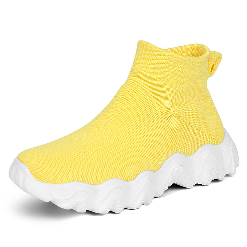 Women's nano elastic knitted sock shoe with ergonomic wave platform sole Mune Fashion