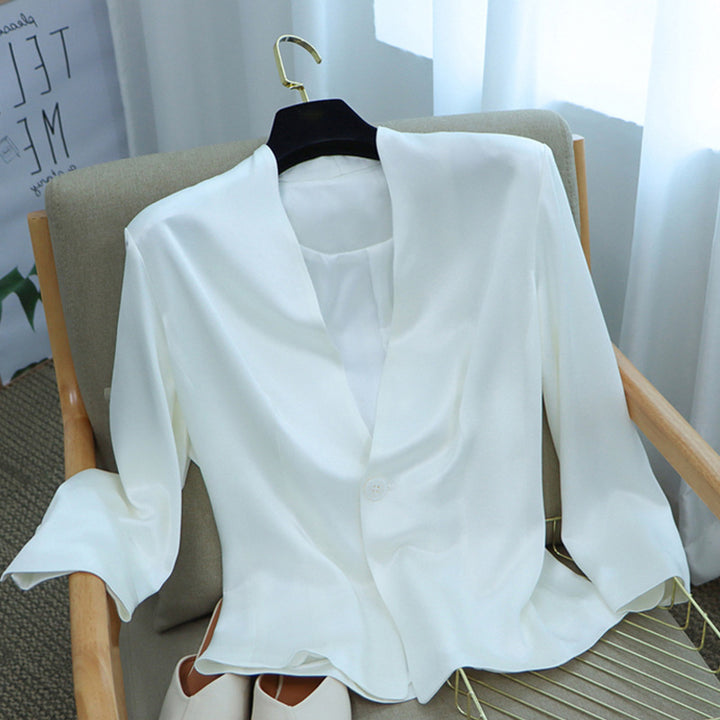 Women's Elegant, Sleeveless Blazer made of high-quality Satin Mune Fashion